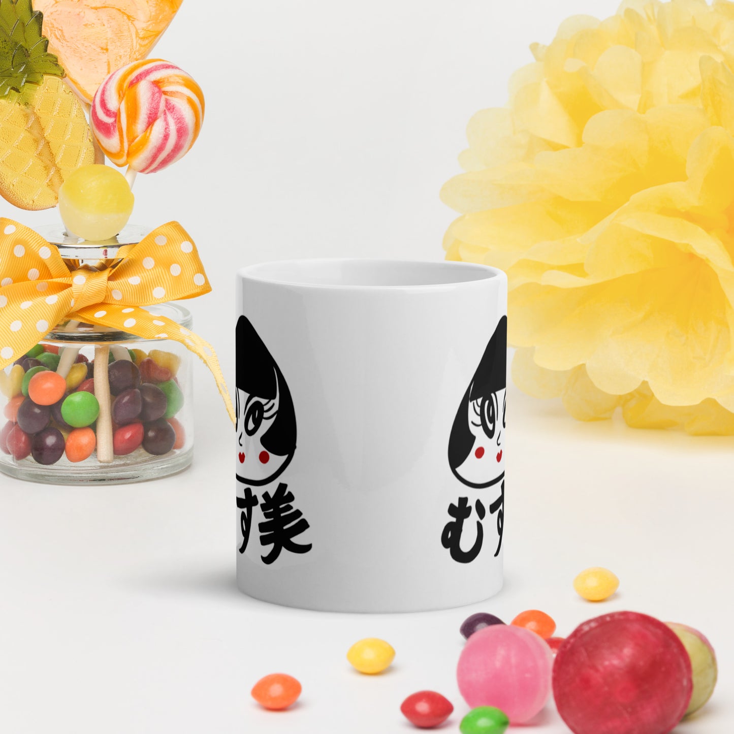 Musubi (Omusubi) onigiri girl White glossy mug