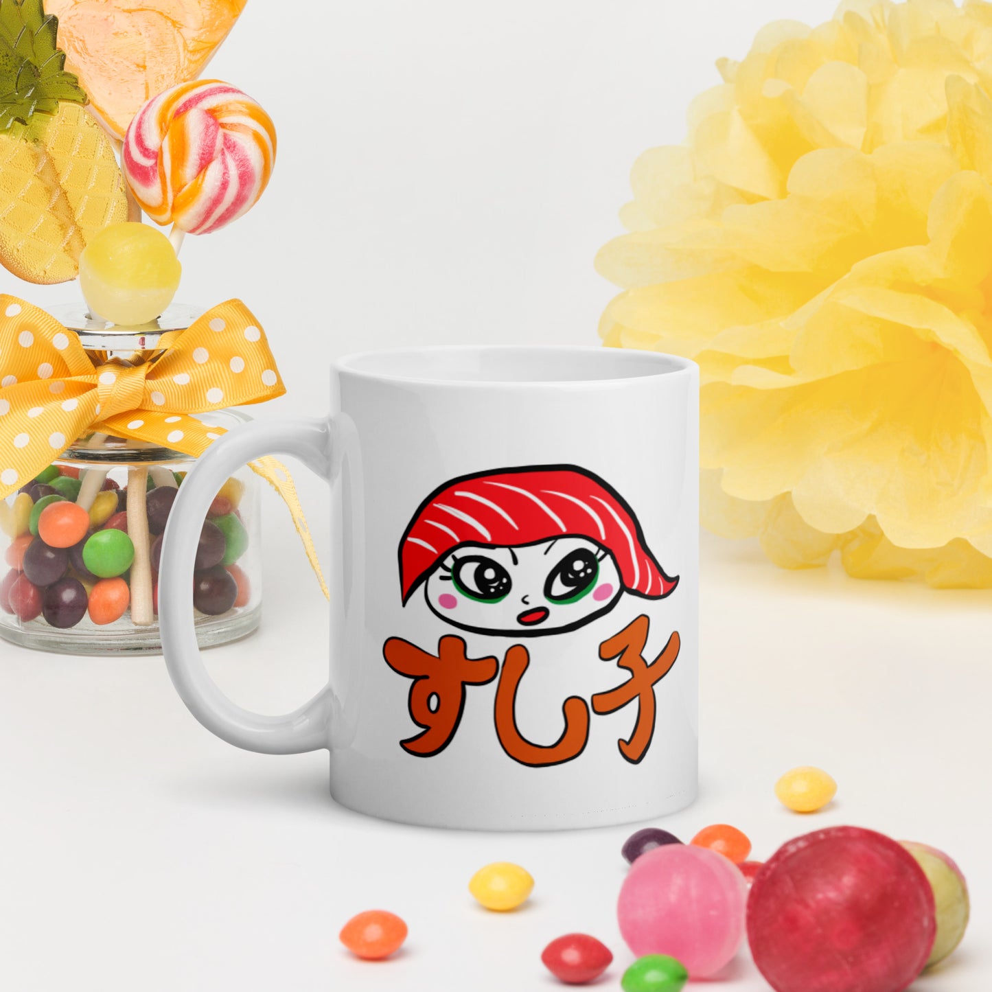 New Sushiko (maguro) tuna sushi girl White glossy mug