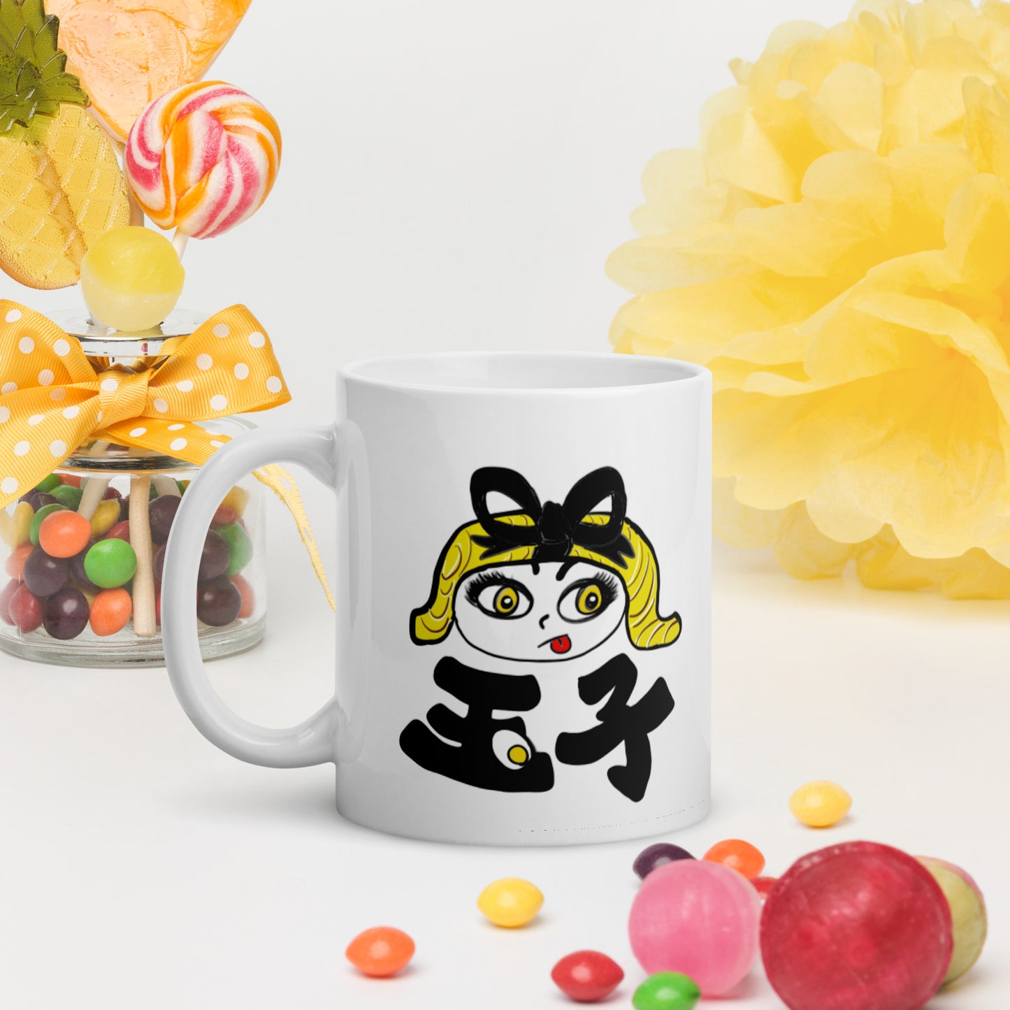 Tamako (Tamago) omelet sushi girl   White glossy mug