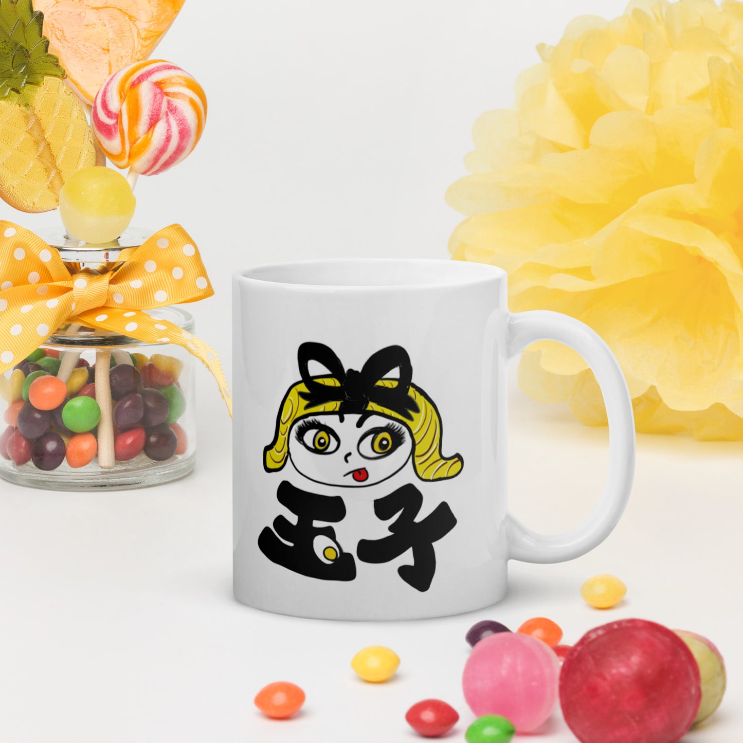 Tamako (Tamago) omelet sushi girl   White glossy mug