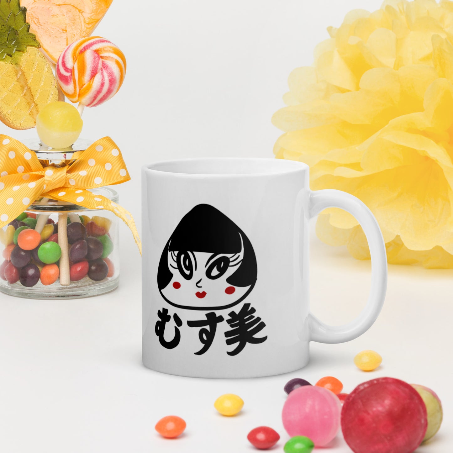 Musubi (Omusubi) onigiri girl    White glossy mug